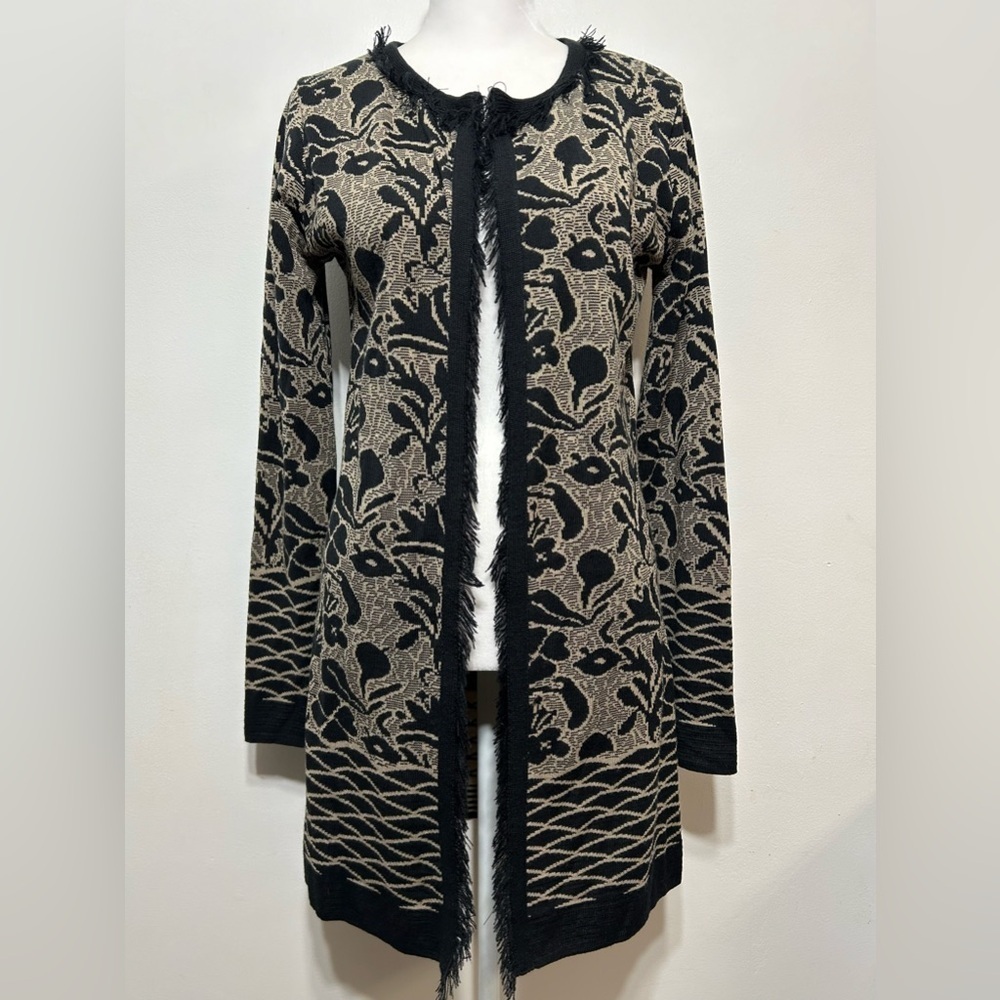 Gottardi Collection Italian Merino Wool Blend Long Line Cardigan Sweater